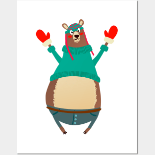 Adorable Christmas Bear Posters and Art